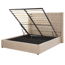 Ottoman Bed LUBBON Velvet Beige 160 x 200 cm (EU King Size)