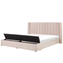 Waterbed with Storage Bench NOYERS Velvet Pastel Pink 180 x 200 cm (EU Super King)