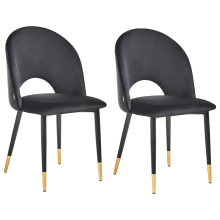 Set of 2 Dining Chairs MAGALIA Velvet Black