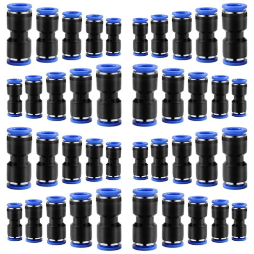 Quick Coupler Kit, Push- Direct Coupling, Pneumatic Air  Connector Direct Connection(4mm/6mm/8mm/10mm/12mm)40 PCS