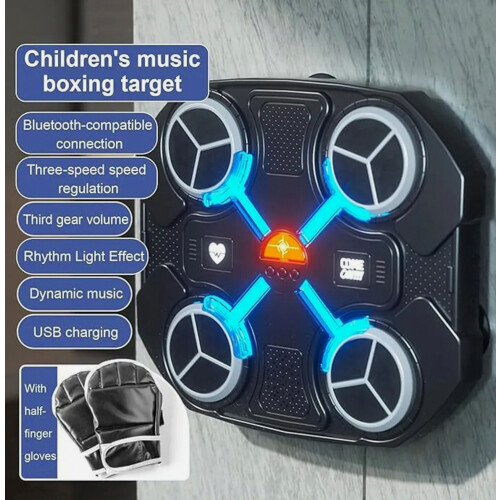 Music Boxing Machine, Smart Boxing Wall with Lights, Hand-Eye Coordination Trainer, Bluetooth Speed Control 1