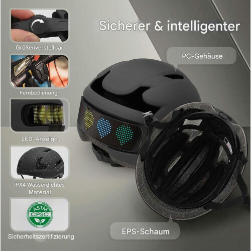 Smart Bicycle Helmet with Rear LED Display, App Programmable DIY Helmet with Remote Control 1