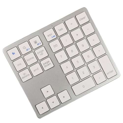 2.4G  Number Pad Ultra-Thin Wireless Numpad USB Rechargeable Numeric Keypad for IOS Android Window White