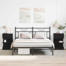 vidaXL Bedside Cabinet 2 pcs Black Oak 40 x 35 x 65 cm Engineered Wood