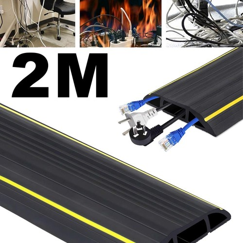Durable Floor Cable Protector cover w/ High-Vis Yellow Strips & 2M Channel 1