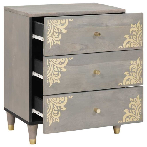 VidaXL vidaXL Bedside Cabinet Grey 50 x 33 x 62 cm Solid Mango Wood 2