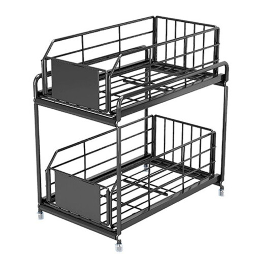Sliding Drawer Under Sink Organizer Kitchen 2 Layer Multipurpose Rack Cabinet Under Sink Storage Rack Bathroom Kitchen