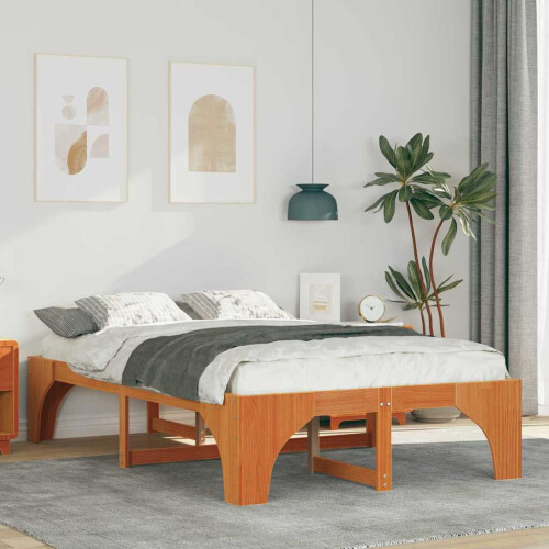VidaXL vidaXL Bed Frame Brown 135 x 190 cm Solid Pine Wood