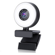 Cámara Web de Enfoque Automático 4K HD con Micrófono, Cámara de Computadora con Luz Ajustable, Cámara Web USB para Videollamadas de Escritorio y