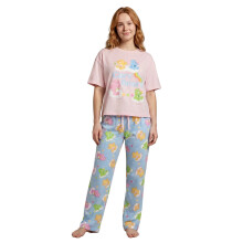 (X-Small) Care Bears Short Sleeve Long Leg Pyjama Set (Womens Pink)