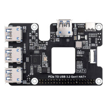 Para Raspberry Pi 5 PCIe una USB 3.2 Gen1 HAT PCIe una USB HUB 4 Puertos USB Plug y para Raspberry Pi 5