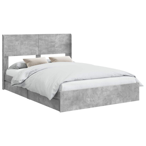 VidaXL vidaXL Bed Frame with Storage and Headboard Concrete Grey 150 x 200 cm 2