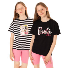 (5-6 Years) Barbie Short Sleeved T-Shirt (Girls Black)