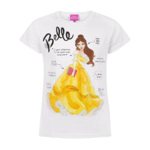 (14-15 Years) Disney Beauty And The Beast Short Sleeved T-Shirt (Girls White)