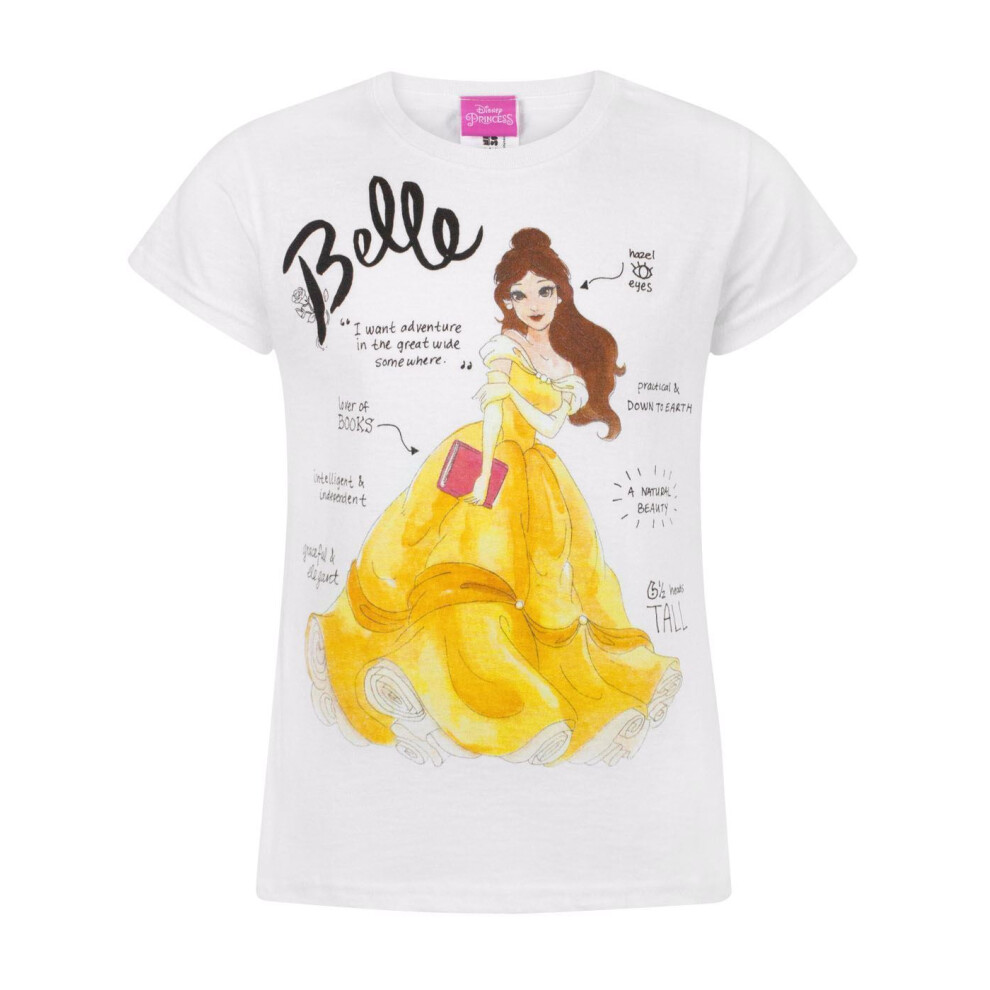 Disney (14-15 Years) Beauty And The Beast Short Sleeved T-Shirt (Girls White)