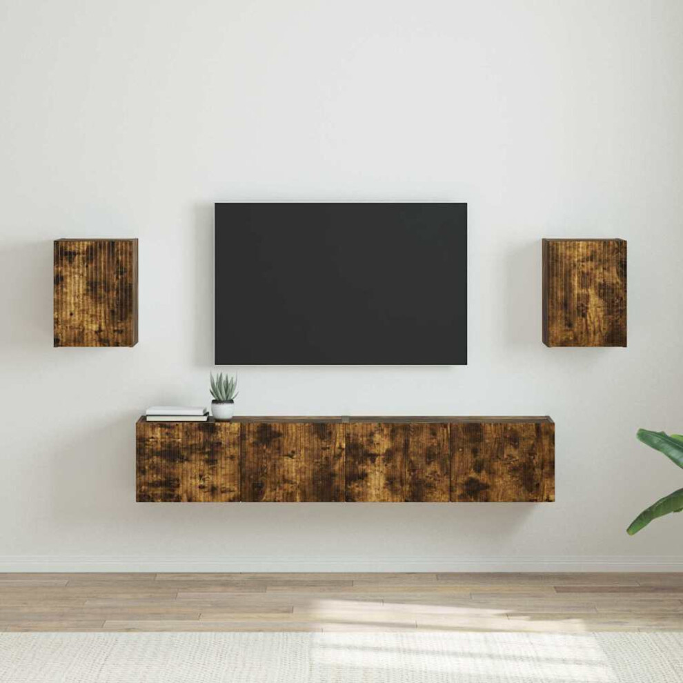 Vidaxl Tv Wall Cabinet Wall-Mounted 2 Pcs Smoked Oak 30 X 31 X 40 Cm