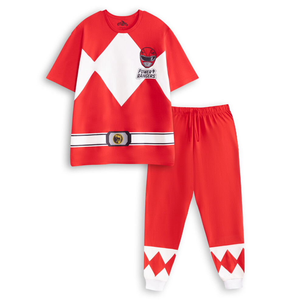 Power Rangers (Xx-Large) Short Sleeve Long Leg Pyjama Set (Mens Red)