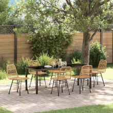vidaXL Garten Essgruppe 7 stk. Braun Pulverbeschichteter Stahl