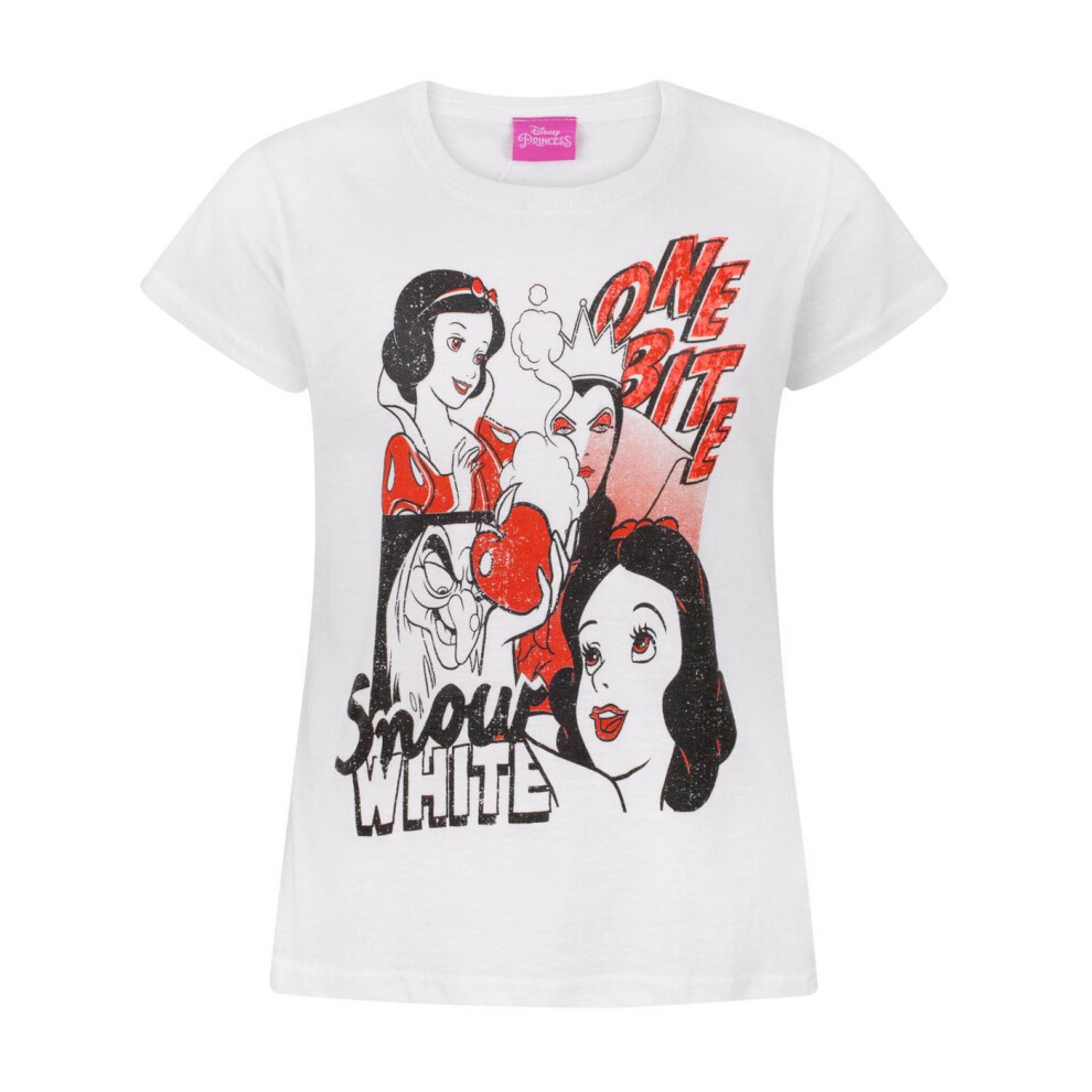 Disney (7-8 Years) Snow White & The Seven Dwarfs Short Sleeved T-Shirt (Girls White)
