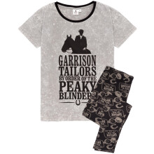 (Medium) Peaky Blinders Short Sleeve Long Leg Pyjama Set (Womens Grey)