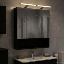 vidaXL Badezimmerspiegelschrank Schwarz Eichen-Optik 60 x 14,5 x 70 cm
