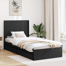 vidaXL Bed Frame with Storage and Headboard Black 90 x 190 cm