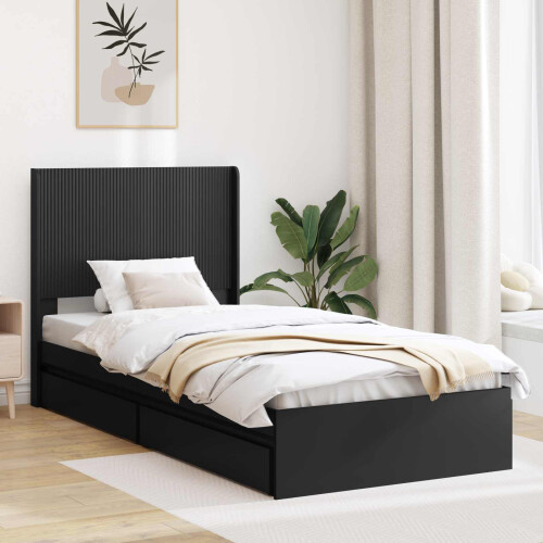VidaXL vidaXL Bed Frame with Storage and Headboard Black 90 x 190 cm