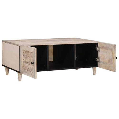 VidaXL vidaXL Coffee Table Bleached White 100 x 54 x 40 cm Solid Mango Wood 2
