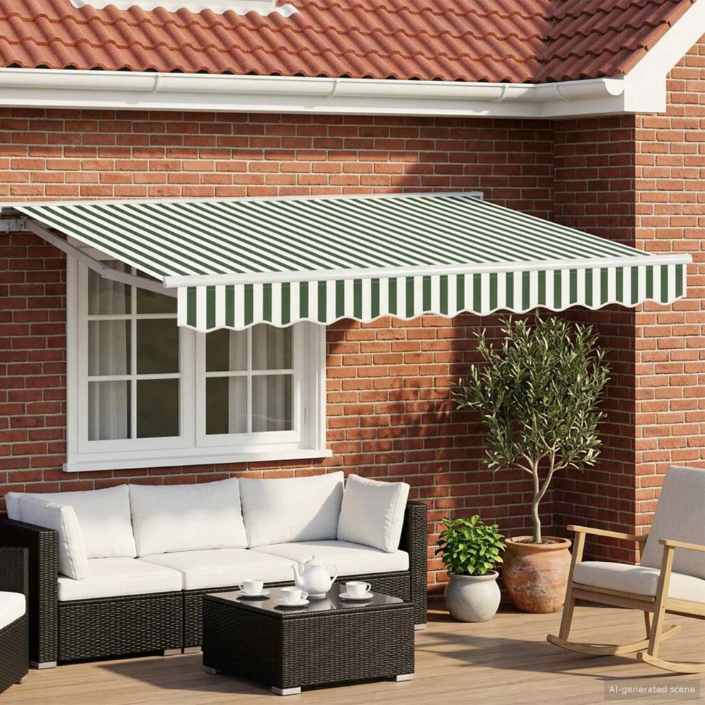 Vidaxl Electric Retractable Awning Green And White 3.5 X 2.5 M
