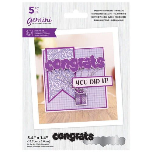 Gemini Stamp & Die Balloon Sentiments - Congrats 1