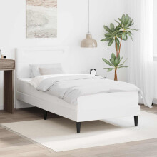 vidaXL Bed Frame with LED Strip Lights White 90 x 190 cm Faux Leather