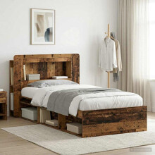 vidaXL Bed Frame with Storage Old Wood 90 x 190 cm Engineered Wood
