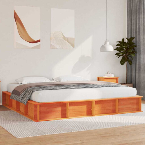 VidaXL vidaXL Bed Frame Wax Brown 200 x 200 cm Solid Pine Wood