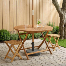 vidaXL Folding Garden Table Natural Ø110 x 75 cm Solid Acacia Wood