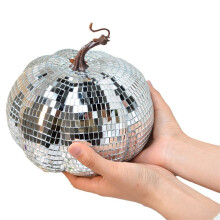 Discoboll i Silverspegel, Discoboll i Pumpaform, Lämplig för DJ Club Party, Halloween Reflekterande Pumpaboll 20 cm