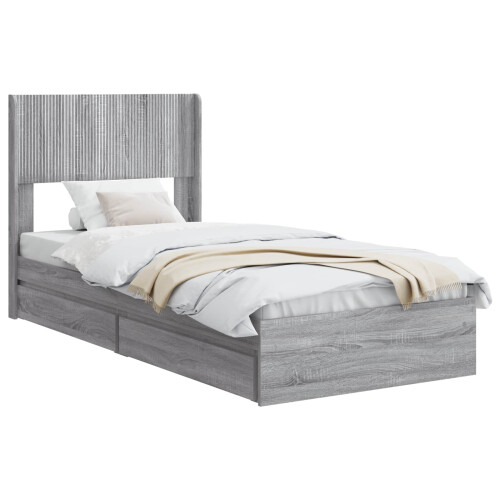 VidaXL vidaXL Bed Frame with Storage and Headboard Grey Sonoma 75 x 190 cm 1