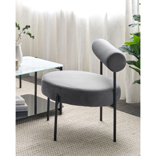 Beliani Armchair ALPHA Velvet Grey 1