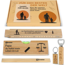 Coffret Cadeau Bricoleur Calibre 2m Niveau et Décapsuleur — cadeau homme bricolage, kit outils mesure