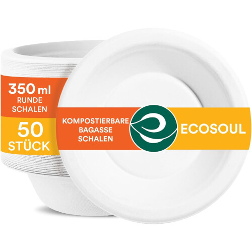 Cuencos Desechables de Caña de Azúcar Compostables 350ml 1000 Unidades