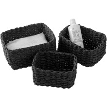 Cestas Tejidas de Almacenamiento Set de 3 Organizador de Baño Negro