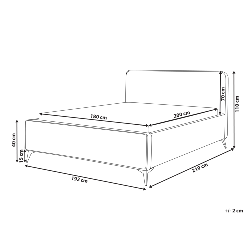 Beliani Bed Fabric VALOGNES 180 x 200 cm (EU Super King) Light Grey 2