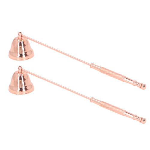 2 Kerzenlöscher Langgriff Glocke Roségold Metall