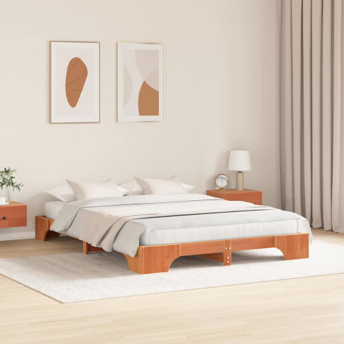 VidaXL vidaXL Bed Frame Wax Brown 160 x 200 cm Solid Pine Wood 1