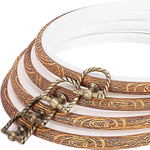 4 Delar 8,4 Tums BroderibåGar Imiterad Trä Displayram Bulk Circle Brodery Hoops 2