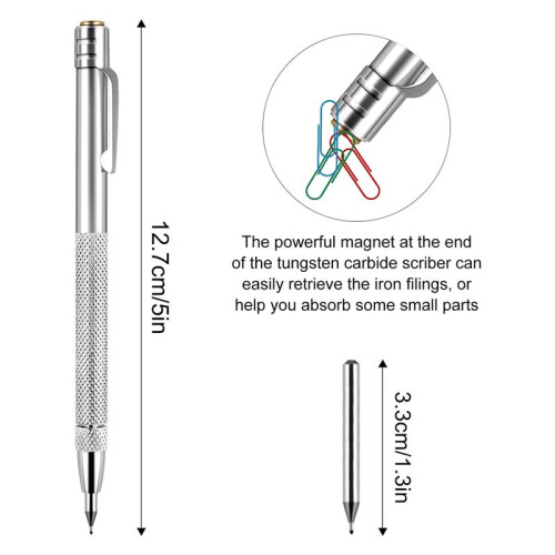 2 Packs Tungsten Carbide Scriber with Magnet, with Extra 10 Replacement Marking Tip, Metal Etching Pen 2