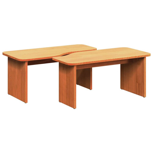 VidaXL vidaXL Coffee Table 2 pcs Wax Brown Solid pine wood 2