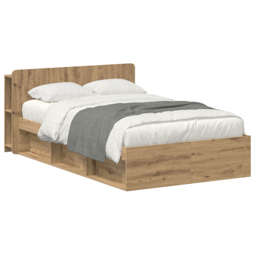 VidaXL vidaXL Bed Frame with Storage Artisan Oak 120 x 190 cm Engineered Wood 1