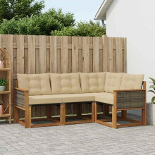 vidaXL Outdoor-Sofagarnitur 4 stk. Natur und Beige