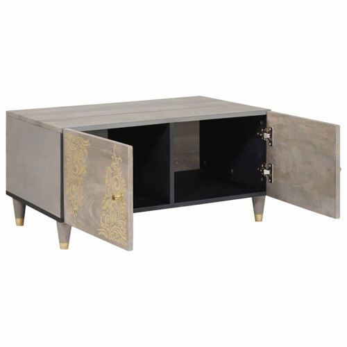 VidaXL vidaXL Coffee Table Grey 80 x 50 x 40 cm Solid Mango Wood 2