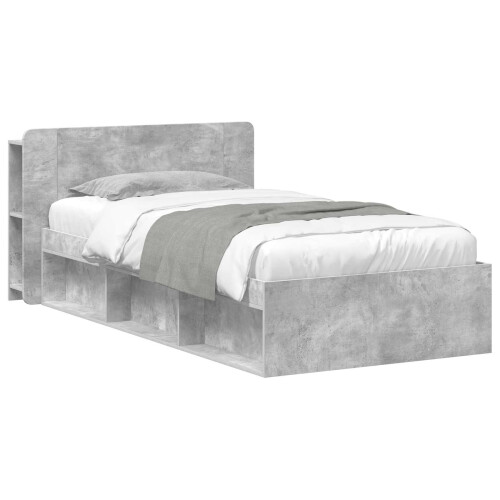 VidaXL vidaXL Bed Frame with Storage with Headboard Concrete Grey 90 x 200 cm 1